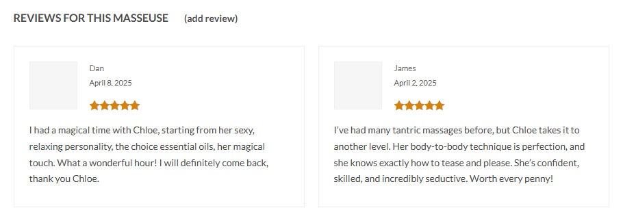 Reviews of Chloe's massage service